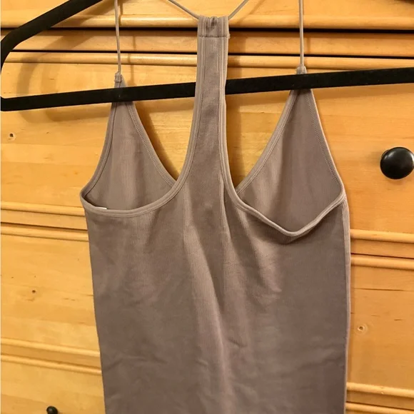 Express Ribbed Racerback Tank in Taupe - Picture 3 of 3